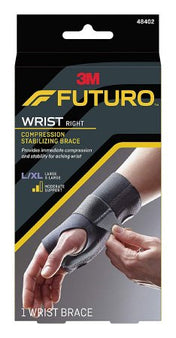 3M Wrist Brace Futuro™ Compression Stabilizing Low Profile Aluminum / Nylon / Polyester / Polyethylene / Spandex / Silicone Right Hand Black Large / X-Large - Case of 12 - 48402ENR-CS