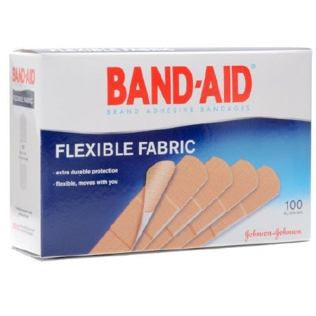 Johnson & Johnson Consumer Adhesive Strip Band-Aid® 3/4 X 3 Inch Fabric Rectangle Tan Sterile - Box of 100 - 10381370044342-BX