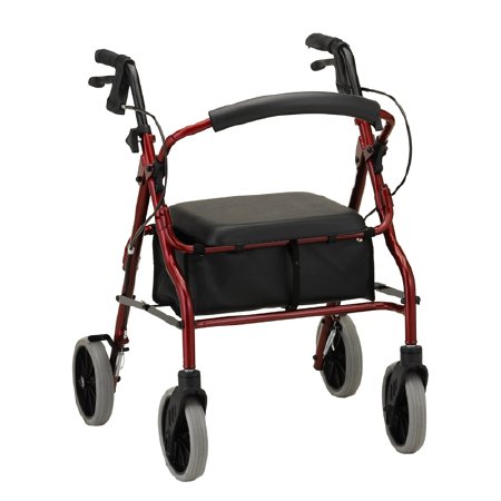 Nova Ortho-Med 4 Wheel Rollator Zoom 20 Red Adjustable Height / Folding Aluminum Frame - Case of 1 - 4220RD-CS