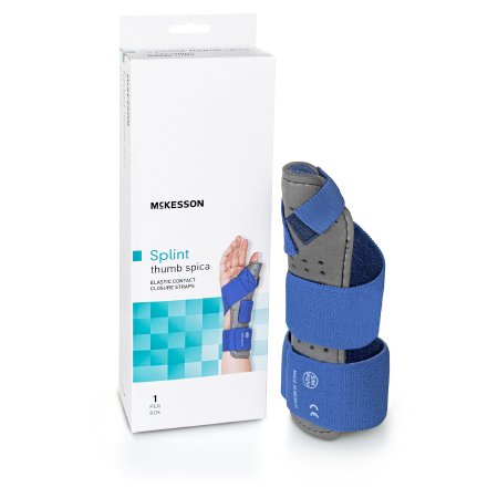 McKesson Thumb Splint McKesson Adult Large / X-Large Hook and Loop Strap Closure Right Hand Blue / Gray - Each - 155-79-87117-EA