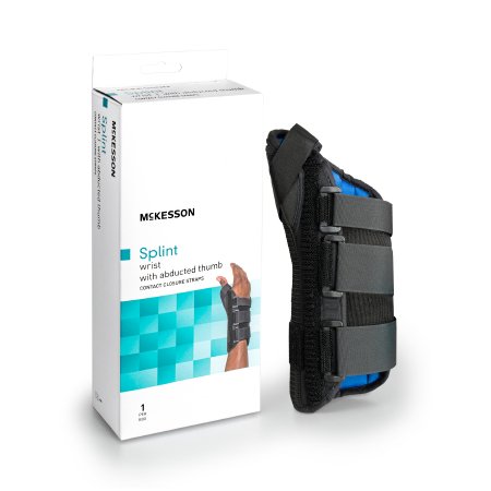 McKesson Wrist Brace with Abducted Thumb McKesson Aluminum / Foam / Spandex / Plastic Right Hand Black Small - Each - 155-81-87303-EA