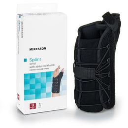 McKesson Wrist Brace with Thumb Spica McKesson Left Hand Black One Size Fits Most - Each - 155-81-87490-EA