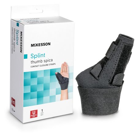 McKesson Thumb Splint McKesson Adult One Size Fits Most Hook and Loop Closure Left or Right Hand Black - Each - 155-BH82710-EA