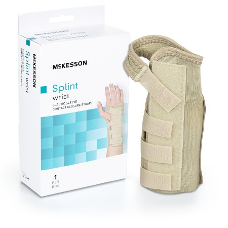McKesson Wrist Brace McKesson Low Profile / Contoured / Wraparound Aluminum / Cotton / Elastic Right Hand Beige Small - Each - 155-79-87073-EA