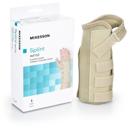 McKesson Wrist Brace McKesson Low Profile / Contoured / Wraparound Aluminum / Cotton / Elastic Left Hand Beige Medium - Each - 155-79-87085-EA