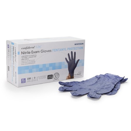 McKesson Exam Glove McKesson Confiderm® LDC X-Large NonSterile Nitrile Standard Cuff Length Fully Textured Blue Chemo Tested / Fentanyl Tested - Case of 2300 - 14-6N48C-CS