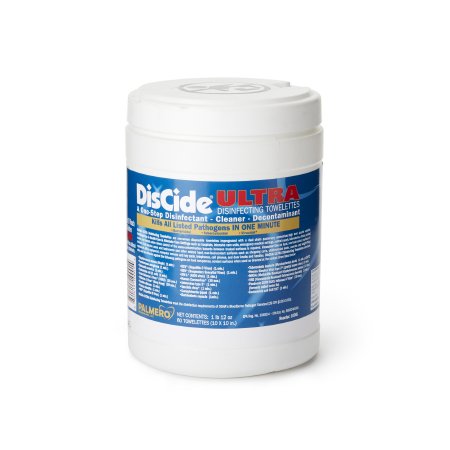 Palmero DisCide® Ultra Surface Disinfectant Cleaner Premoistened Quaternary Based Manual Pull Wipe 60 Count Canister Herbal Scent NonSterile - CN/60 - 10DIS-CN