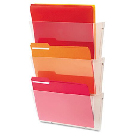 Deflecto® Unbreakable DocuPocket Wall File, 3 Sections, Letter Size, 14.5" x 3" x 6.5", Clear, 3/Pack - Pack of 1 - DEF-63601RT-PK