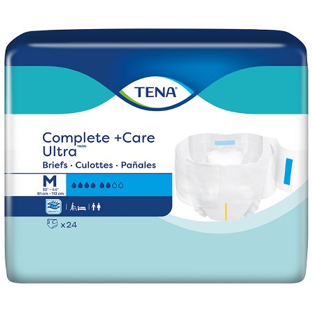 Essity HMS North America Inc Unisex Adult Incontinence Brief TENA® Complete + Care Ultra™ Medium Disposable Moderate Absorbency - Bag of 24 - 69962-BG