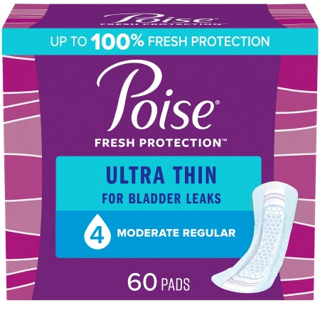 Kimberly Clark Bladder Control Pad Poise® Ultra Thin 9.4 Inch Length Moderate Absorbency Sodium Polyacrylate Core One Size Fits Most - Pack of 60 - 51397-PK