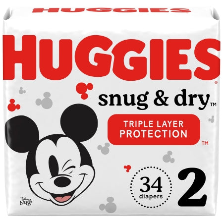 Kimberly Clark Unisex Baby Diaper Huggies® Snug & Dry Size 2 Disposable Heavy Absorbency - Pack of 34 - 51469-PK