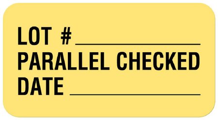 United Ad Label Pre-Printed Label UAL™ Advisory Label Yellow Paper Lot#____ Parallel Checked Date Black Quality Control Label 7/8 X 1-5/8 Inch - Roll of 1 - ULQC208-RL