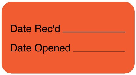 United Ad Label Pre-Printed Label UAL™ Advisory Label Fluorescent Red Paper Date Rec'd ____Date Opend Black Quality Control Label 7/8 X 1-5/8 Inch - Roll of 1 - ULQC230-RL