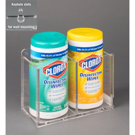 Poltex Inc Wipe Tub Holder Poltex® Clear Acrylic Manual 2 Small Wipe Canisters Wall Mount - Each - 2WIPTUB4.5-W-EA