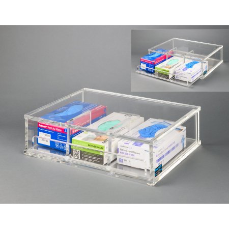 Poltex Inc Glove Platform Holder Drawer Table Top 3-Box Capacity Clear 18.7 X 14.8 X 5 Inch Acrylic - Each - 3DWRPLAT-EA