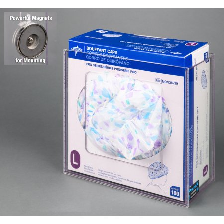 Poltex Inc Bouffant Cap Dispenser Magnetic Mount 1-Box Capacity Clear 4.9 X 10.2 X 11-1/4 Inch PETG Plastic - Each - BOUFFCAP1-M-EA