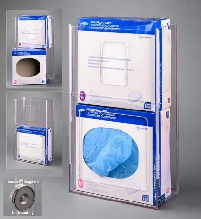 Poltex Inc Bouffant Cap Dispenser Magnetic Mount 2-Box Capacity Clear 4.8 X 11-1/4 X 20 Inch PETG Plastic - Each - BOUFFCAP2VM-M-EA
