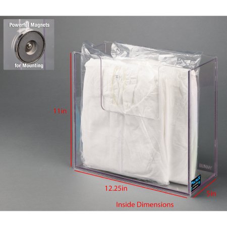 Poltex Inc Coveralls Dispenser Magnetic Mount Clear 5 X 11 X 12-1/4 Inch PETG Plastic - Each - BUNNY-M-EA
