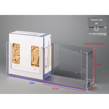 Poltex Inc Chemo Glove Box Holder Poltex Wall Mounted 2-Box Capacity Clear 22 X 4-1/5 X 7.9 Inch PETG - Each - CHEMO2-W-EA