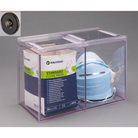 Poltex Inc Double Cone Mask Dispenser Magnetic Mount 2-Compartment Clear 5-1/2 X 5-1/2 X 7 Inch PETG Plastic - Each - DBLCONMSK-M-EA
