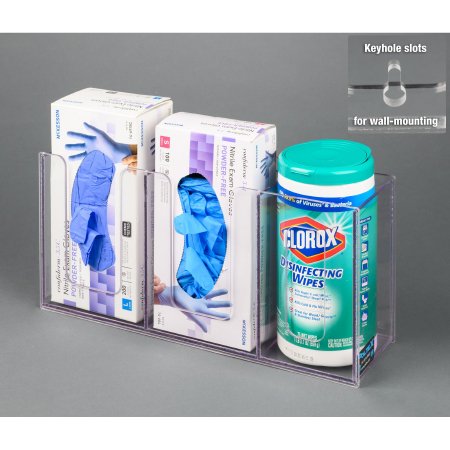 Poltex Inc Glove Box Holder Wall Mounted 2-Box Capacity Clear 7-1/2 X 16-1/2 Inch PETG Plastic - Each - GB2WIPE-W-EA