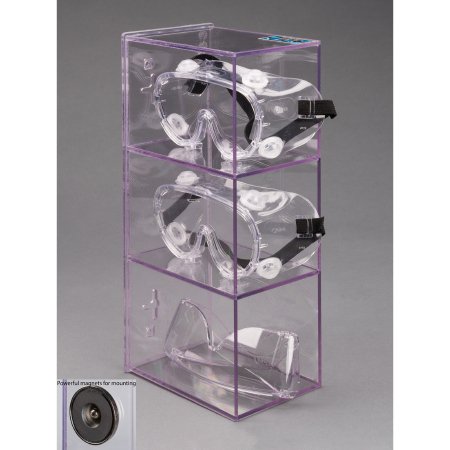 Poltex Inc Goggle Dispenser Magnetic Mount 3 Goggle Capacity Clear 4 X 6 Inch PETG Plastic - Each - GOGGLE3-M-EA