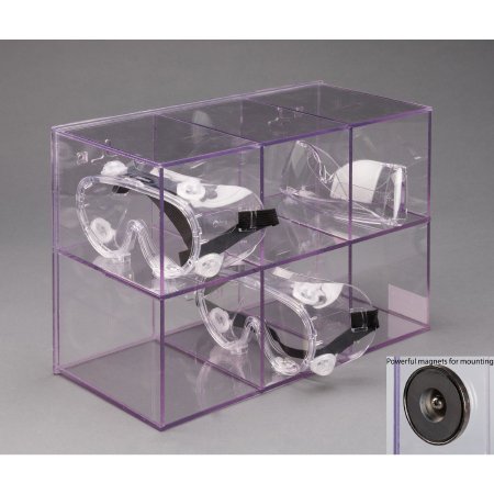 Poltex Inc Goggle Dispenser Magnetic Mount 6 Goggle Capacity Clear 4 X 4 X 6 Inch PETG Plastic - Each - GOGGLE6-M-EA