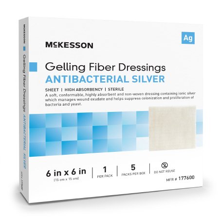 McKesson Silver Gelling Fiber Dressing McKesson 6 X 6 Inch Square Sterile - Case of 50 - 177600-CS