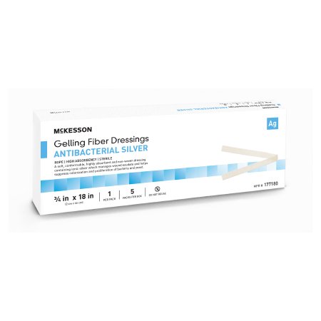 McKesson Silver Gelling Fiber Dressing McKesson 3/4 X 18 Inch Rope Sterile - Box of 5 - 177180-BX
