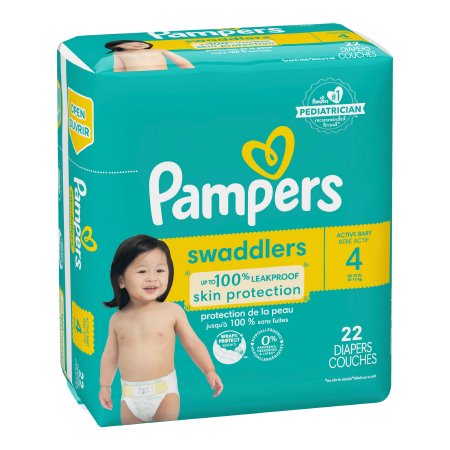 Procter & Gamble Unisex Baby Diaper Pampers® Swaddlers™ Size 4 Disposable Heavy Absorbency - Case of 88 - 10037000749582-CS