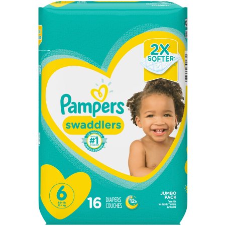 Procter & Gamble Unisex Baby Diaper Pampers® Swaddlers™ Size 6 Disposable Heavy Absorbency - Case of 64 - 10037000749612-CS