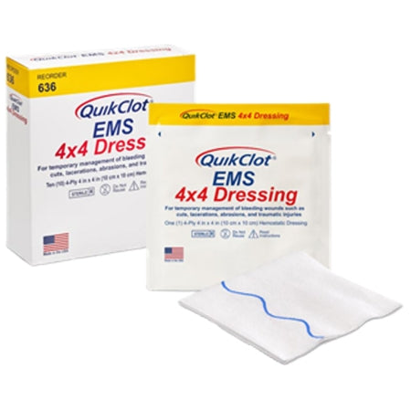 Teleflex LLC Hemostatic Dressing QuikClot® EMS 4 X 4 Inch 1 per Pack Sterile - Box of 10 - 636-BX