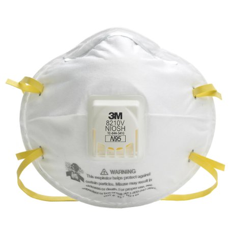 3M Particulate Respirator Mask 3M™ Comfort Plus Industrial N95 with Valve Cup Elastic Strap One Size Fits Most White NonSterile Not Rated Adult - Case of 80 - 8210V-CS