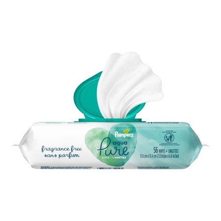 Procter & Gamble Baby Wipe Pampers® Aqua Pure® Soft Pack Water Unscented 56 Count - Case of 448 - 10037000754159-CS