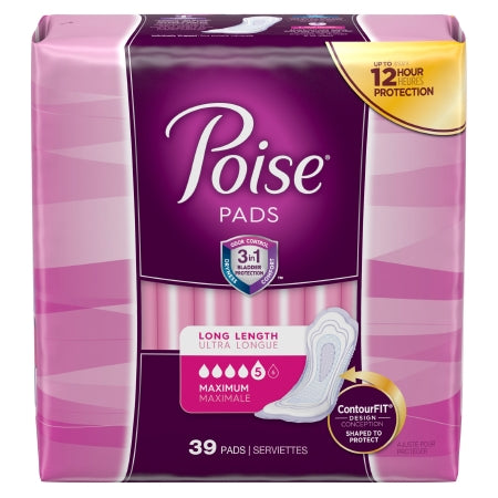 Kimberly Clark Bladder Control Pad Poise® 14.6 Inch Length Heavy Absorbency Sodium Polyacrylate Core One Size Fits Most - Pack of 39 - 44561-PK