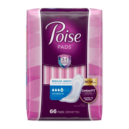 Kimberly Clark Bladder Control Pad Poise® 10.47 Inch Length Moderate Absorbency Sodium Polyacrylate Core One Size Fits Most - Case of 132 - 47357-CS