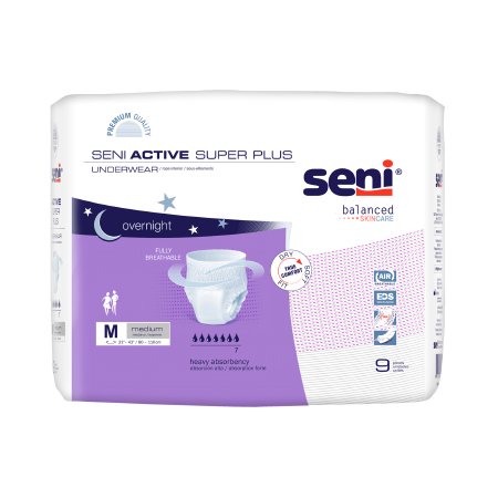 TZMO USA Inc Unisex Adult Absorbent Underwear Seni® Active Super Plus Pull On with Tear Away Seams Medium Disposable Heavy Absorbency - Case of 36 - S-ME09-AP1-CS