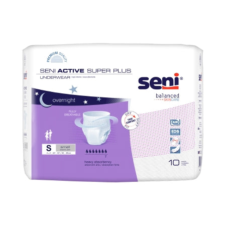 TZMO USA Inc Unisex Adult Absorbent Underwear Seni® Active Super Plus Pull On with Tear Away Seams Small Disposable Heavy Absorbency - Pack of 10 - S-SM10-AP1-PK