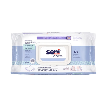 TZMO USA Inc Rinse-Free Bath Wipe Seni® Care Soft Pack Allantoin / Aloe Vera Unscented 48 Count - Pack of 48 - S-WS48-C11-PK