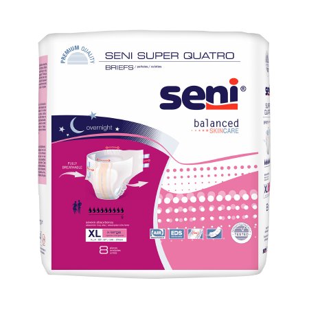 TZMO USA Inc Unisex Adult Incontinence Brief Seni® Super Quatro X-Large Disposable Heavy Absorbency - Case of 32 - S-XL08-BQ1-CS