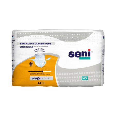 TZMO USA Inc Unisex Adult Absorbent Underwear Seni® Active Classic Plus Pull On with Tear Away Seams X-Large Disposable Moderate Absorbency - Case of 56 - S-XL14-AC2-CS
