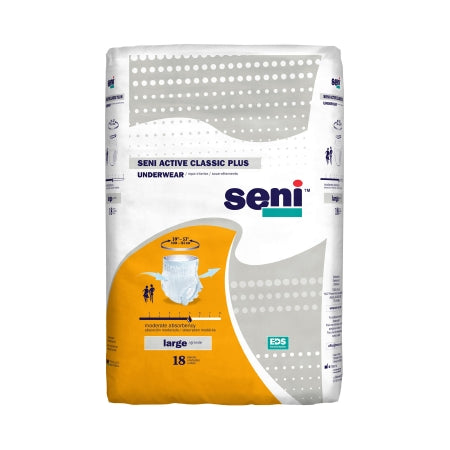 TZMO USA Inc Unisex Adult Absorbent Underwear Seni® Active Classic Plus Pull On with Tear Away Seams Large Disposable Moderate Absorbency - Pack of 18 - S-LA18-AC2-PK