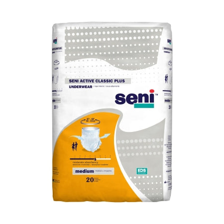 TZMO USA Inc Unisex Adult Absorbent Underwear Seni® Active Classic Plus Pull On with Tear Away Seams Medium Disposable Moderate Absorbency - Pack of 20 - S-ME20-AC2-PK