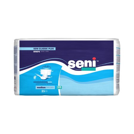 TZMO USA Inc Unisex Adult Incontinence Brief Seni® Classic Plus Medium Disposable Moderate Absorbency - Case of 100 - S-ME25-BC2-CS