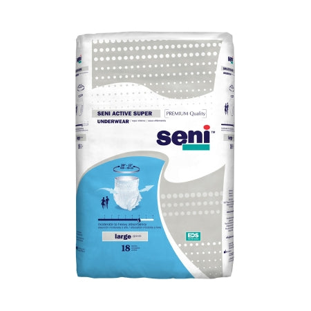 TZMO USA Inc Unisex Adult Absorbent Underwear Seni® Active Super Pull On with Tear Away Seams Large Disposable Moderate Absorbency - Pack of 18 - S-LA18-AS1-PK