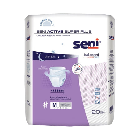 TZMO USA Inc Unisex Adult Absorbent Underwear Seni® Active Super Plus Pull On with Tear Away Seams Medium Disposable Heavy Absorbency - Pack of 20 - S-ME20-AP1-PK