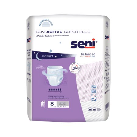 TZMO USA Inc Unisex Adult Absorbent Underwear Seni® Active Super Plus Pull On with Tear Away Seams Small Disposable Heavy Absorbency - Case of 88 - S-SM22-AP1-CS