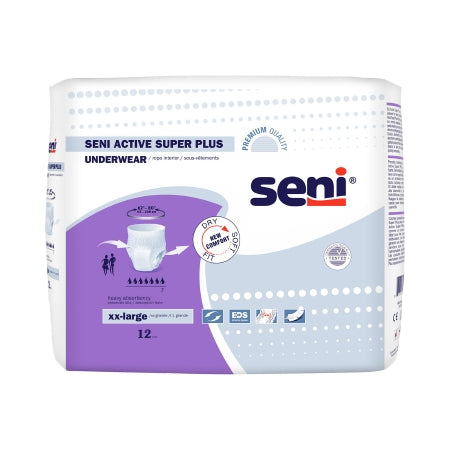 TZMO USA Inc Unisex Adult Absorbent Underwear Seni® Active Super Plus Pull On with Tear Away Seams 2X-Large Disposable Heavy Absorbency - Pack of 12 - S-XX12-AP1-PK