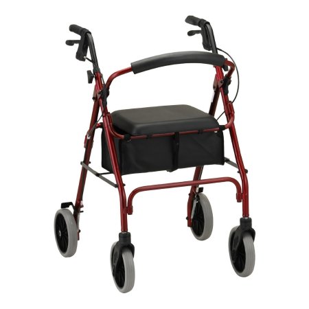 Nova Ortho-Med 4 Wheel Rollator Zoom 24 Red Adjustable Height / Folding Aluminum Frame - Case of 1 - 4224RD-CS