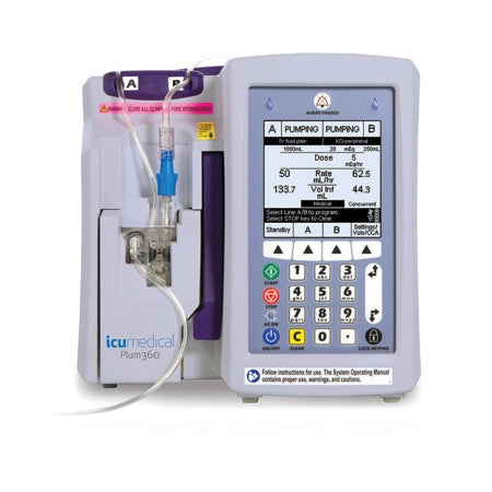 ICU Medical Large Volume Infusion Pump Plum 360™ Rechargable 6 Volt Battery Single Channel Wireless 0.1 to 999 mL / Hr Flow Rate - Each - 30010-EA